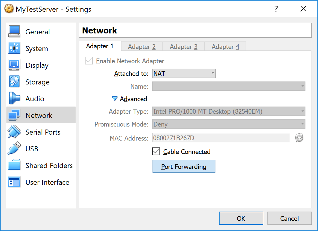 VirtualBox Network Settings