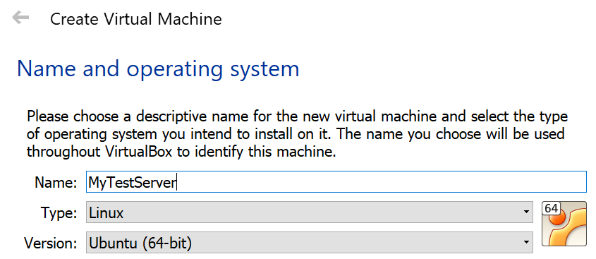 Creating new virtual machine in VirtualBox